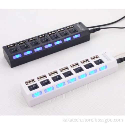 2.0 High Speed 7 Port USB Hub on/off Sharing Switch for PC Laptop